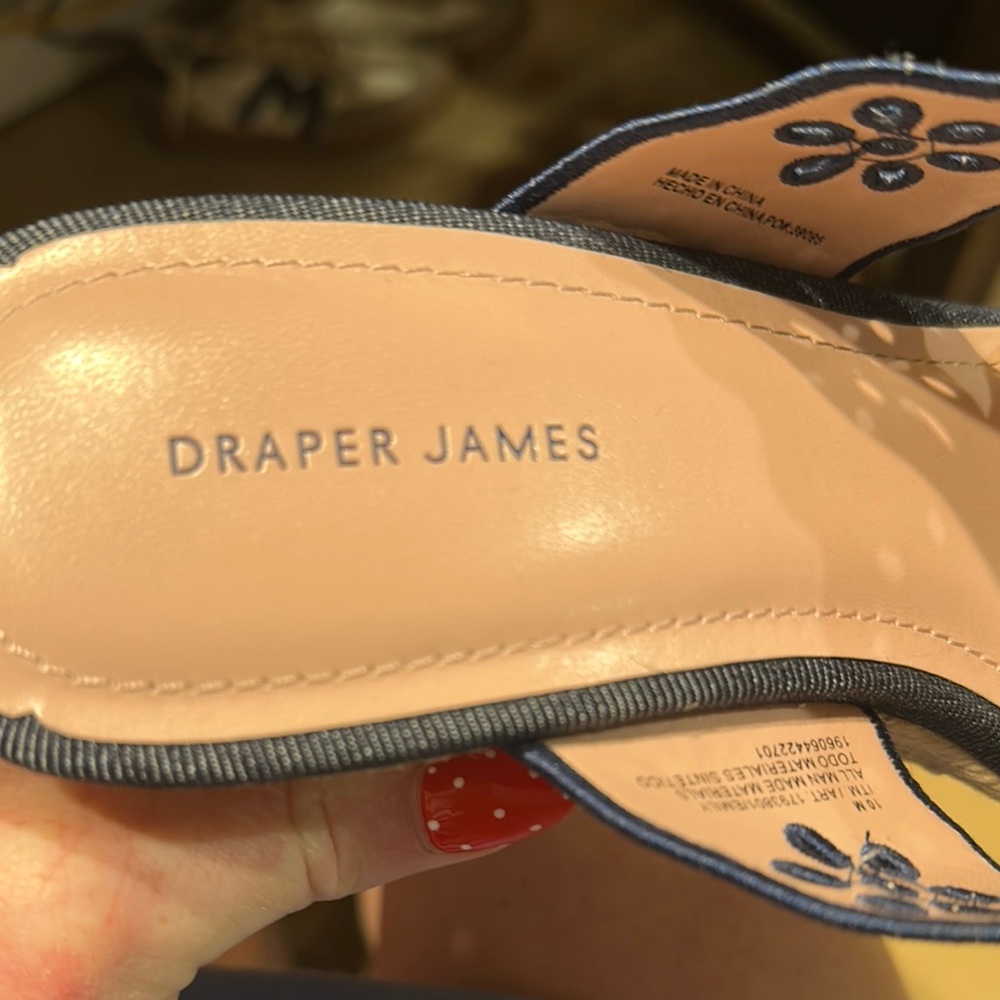 Draper James Navy Blue Cutout Espadrille Wedge Sandals - Picture 9 of 14
